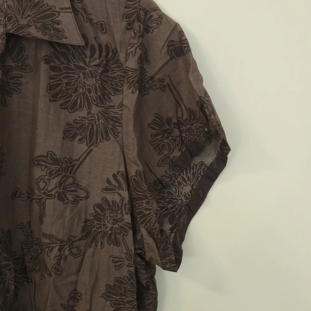 Denver Hayes XL Brown Floral Button-Down Blouse Botanical Nature Cottagecore - Picture 6 of 15